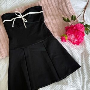 Black Strapless Dress with White Trim